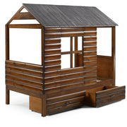 Log Cabin Low Loft with Dual Underbed Drawers