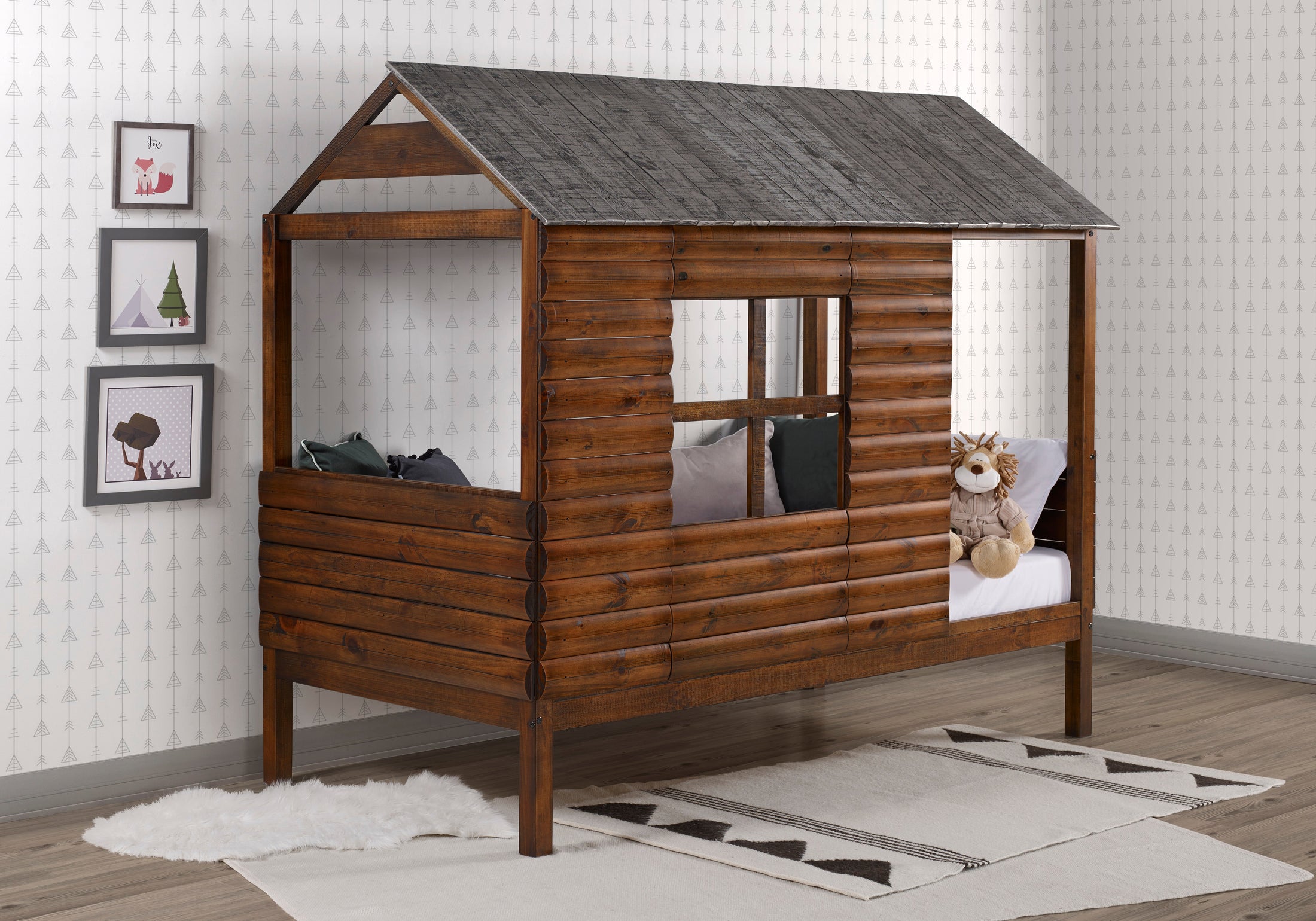 Cabaña de troncos doble con loft bajo
