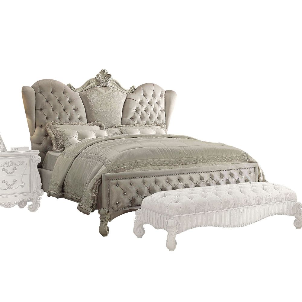 Cama tapizada Versalles con botones capitoné efecto cristal