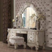 Versailles Vanity Stool - Ivory Fabric & Bone White