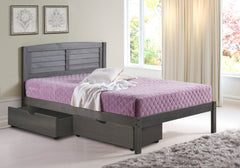 Louver Bed with Dual Underbed Drawers