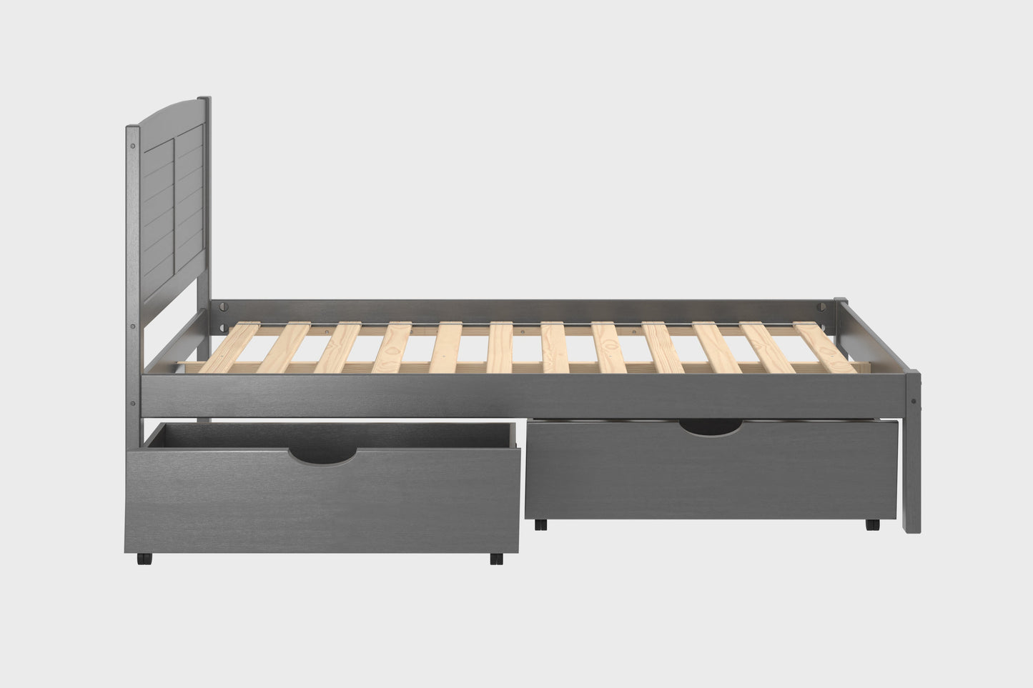 Louver Bed with Dual Underbed Drawers