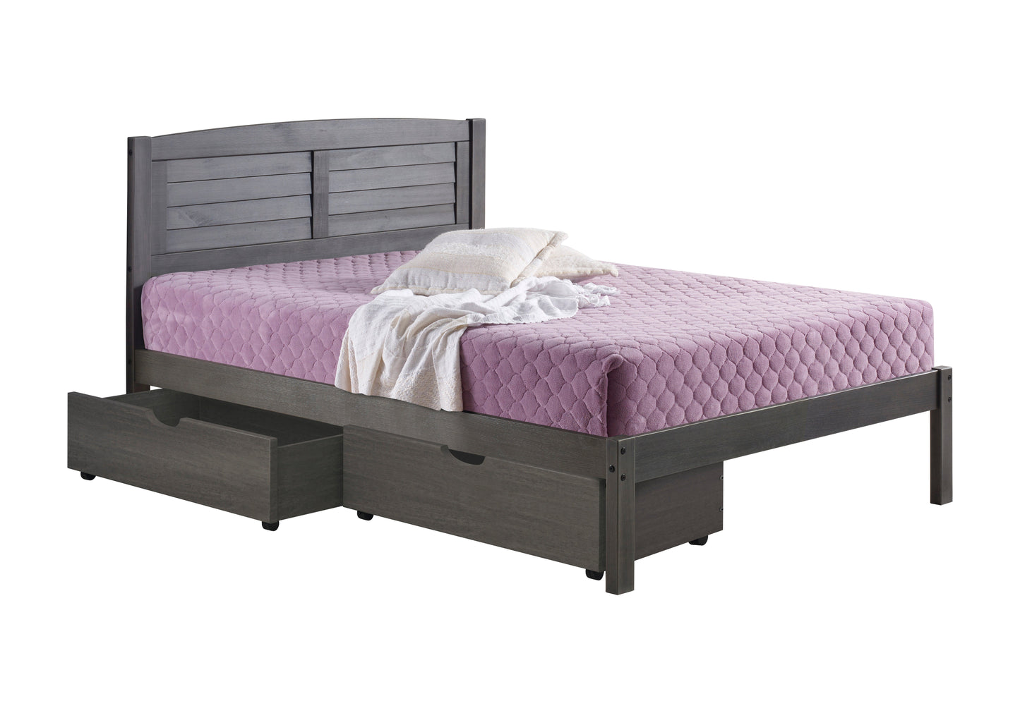 Louver Bed with Dual Underbed Drawers