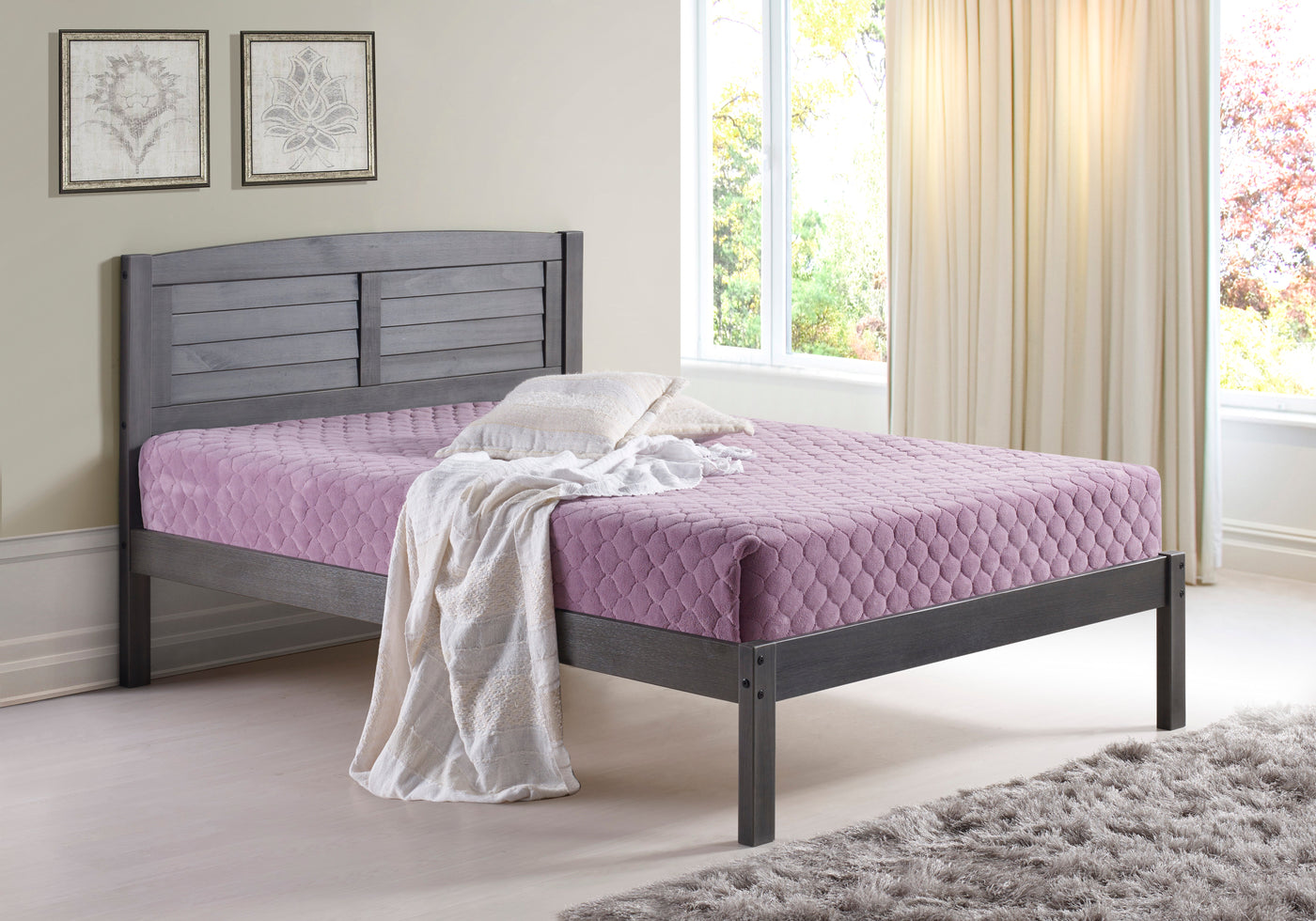 Louver Antique Grey Bed