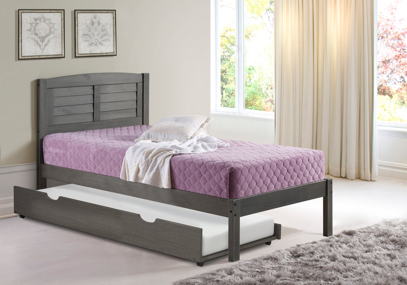 Louver Bed with Trundle
