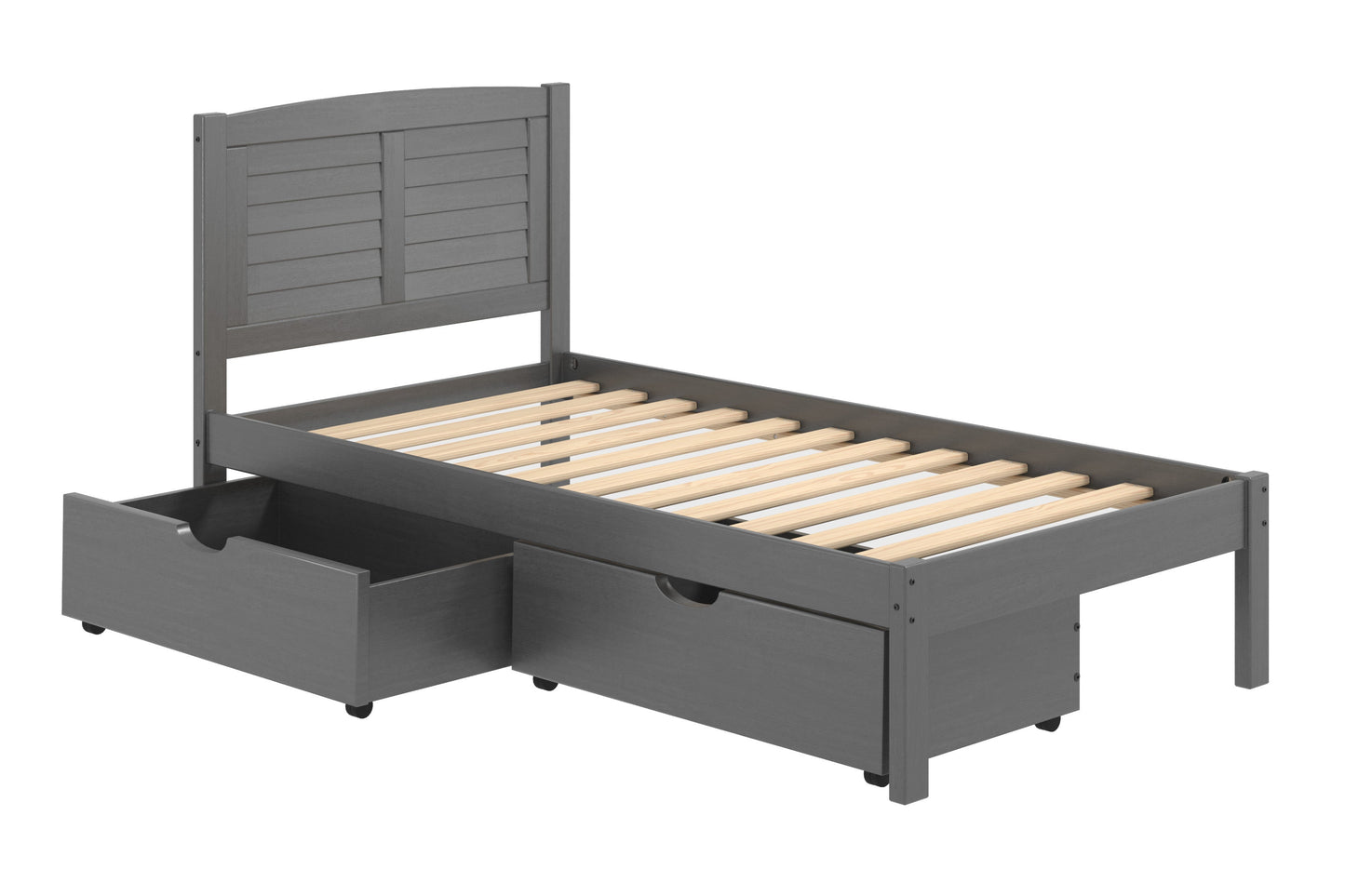 Louver Bed with Dual Underbed Drawers