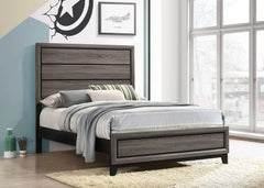 Cama con paneles de madera Watson de roble gris