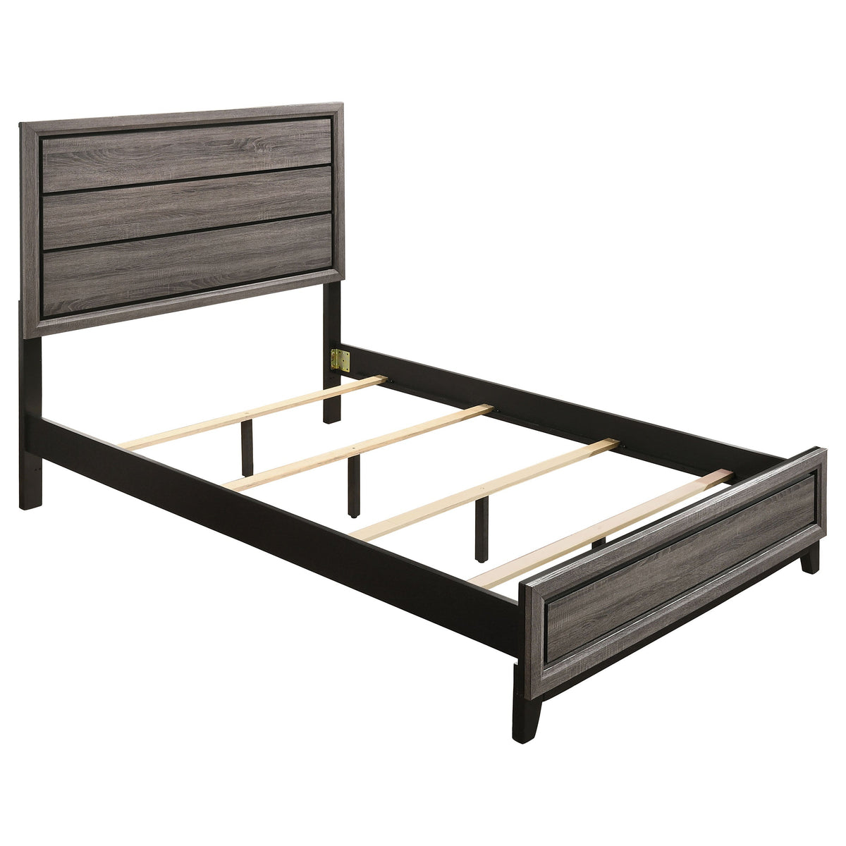 Cama con paneles de madera Watson de roble gris