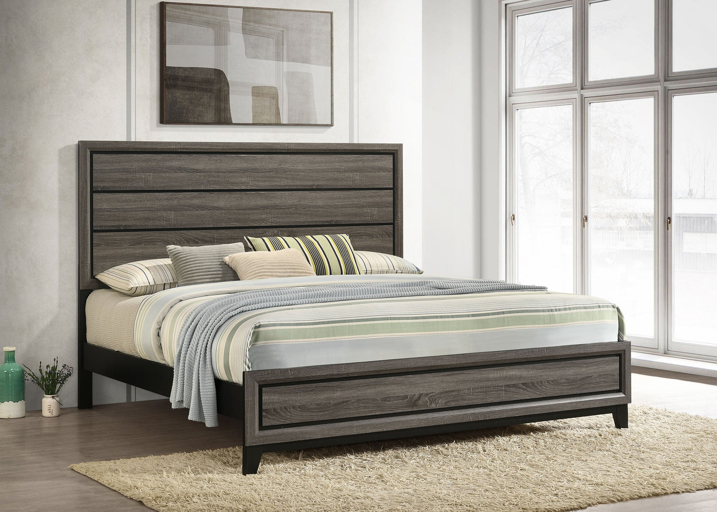 Watson Wood  Panel Bed Grey Oak