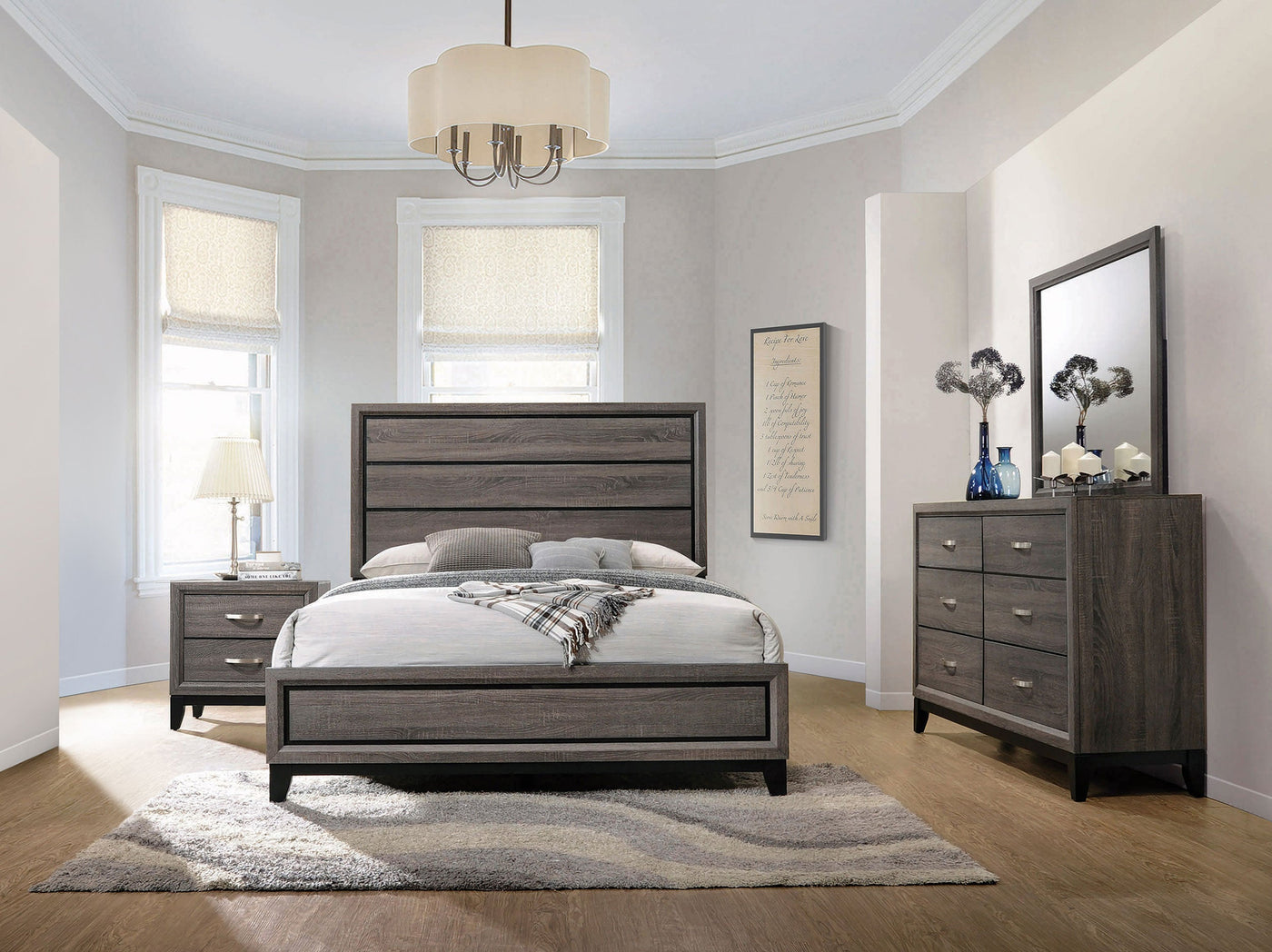Conjunto de dormitorio Watson en roble gris
