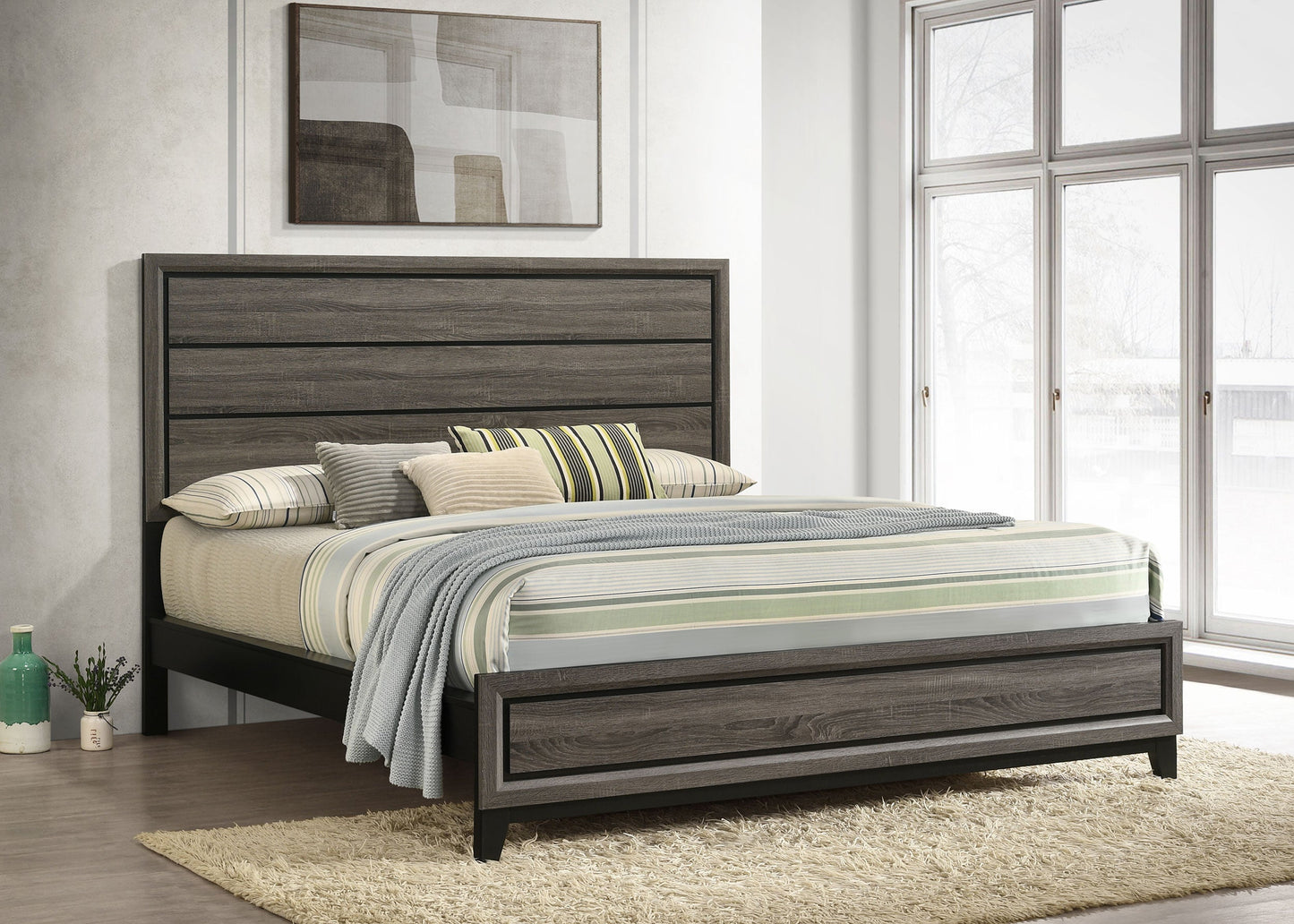 Watson Wood  Panel Bed Grey Oak