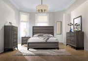 Cama con paneles de madera Watson de roble gris