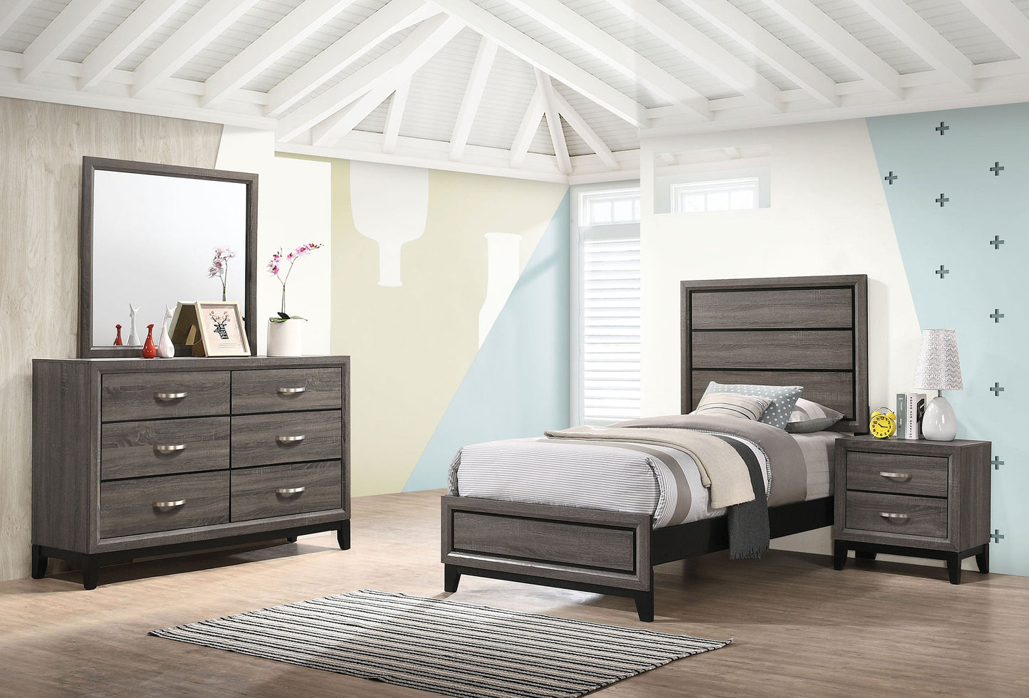 Conjunto de dormitorio Watson en roble gris