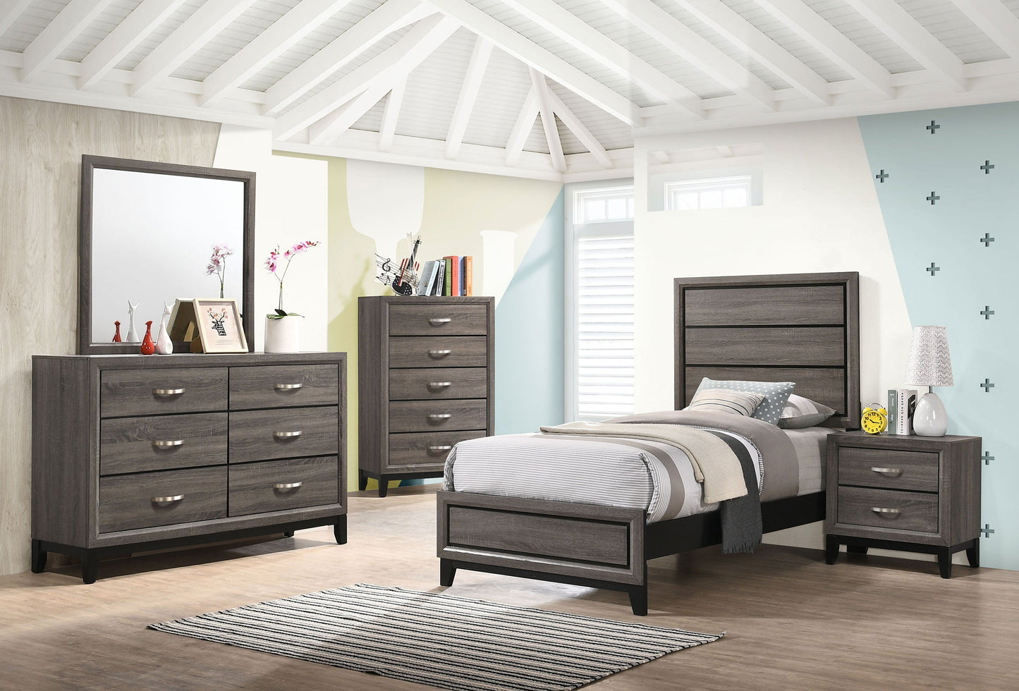 Conjunto de dormitorio Watson en roble gris