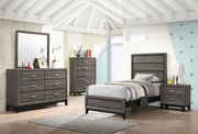 Cama con paneles de madera Watson de roble gris