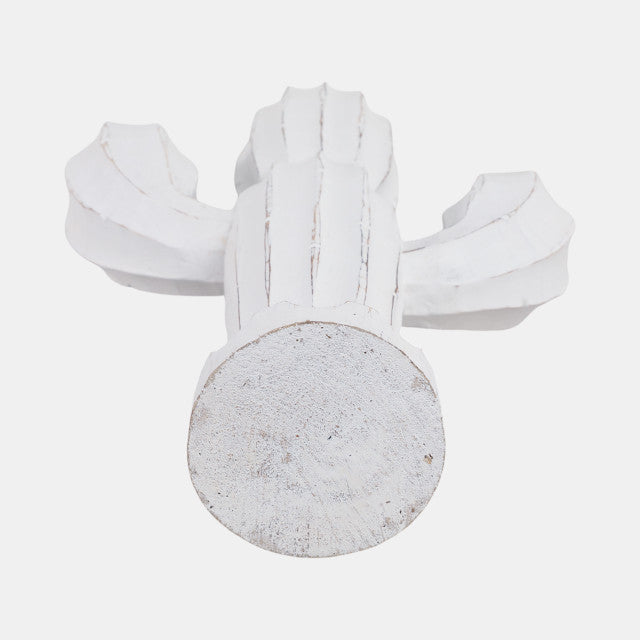 18" Wooden Cactus Decor, Wht