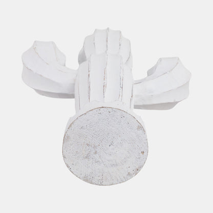 18" Wooden Cactus Decor, Wht