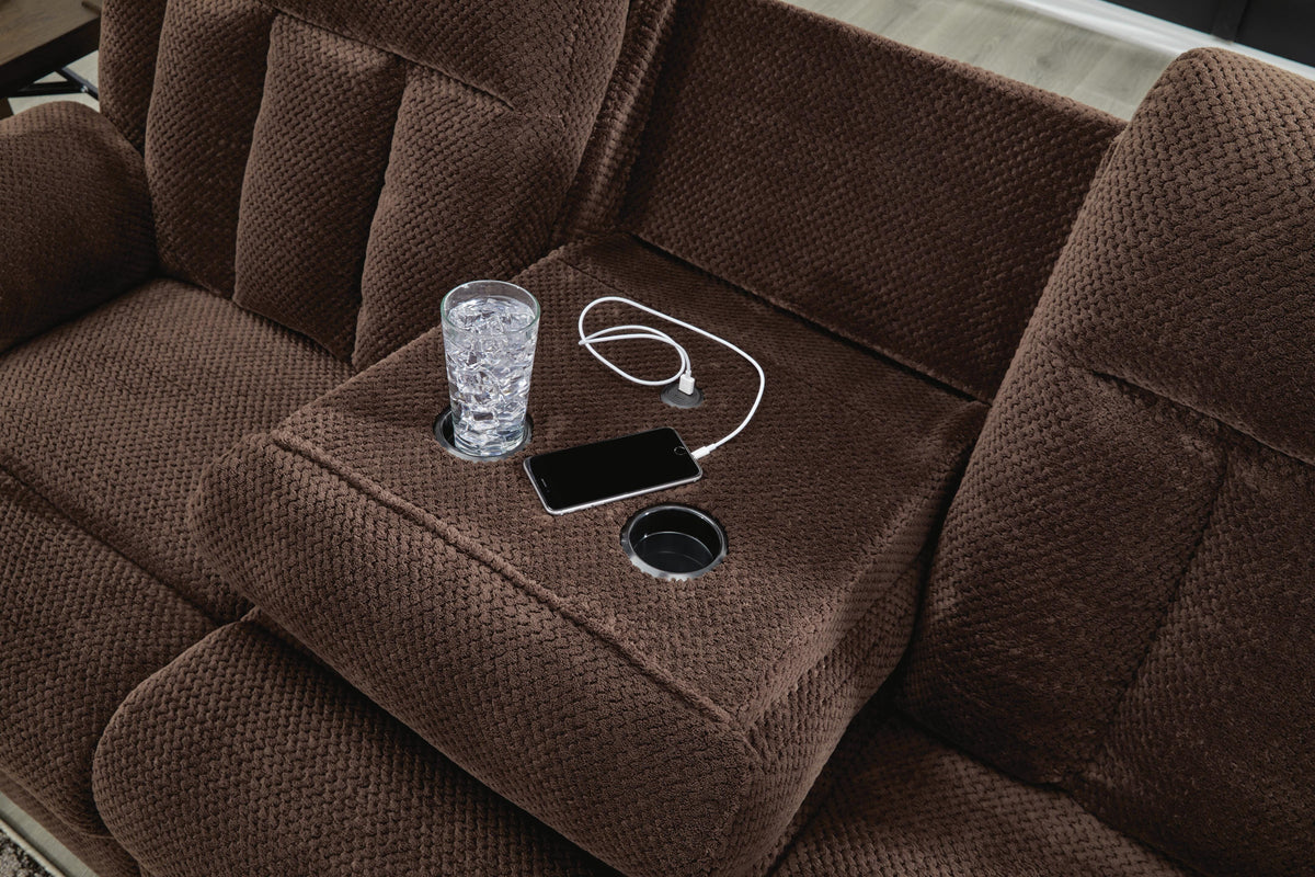 Greely Bend Power Reclining Sofa with Drop Down Table