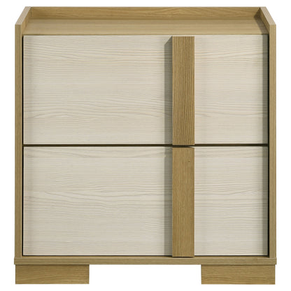 Mesita de noche Hyland de 2 cajones, color natural