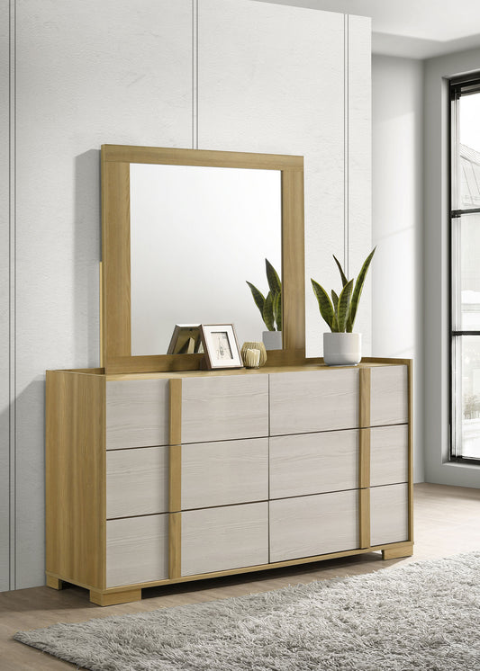 Hyland 6-drawer Dresser with Mirror Natural