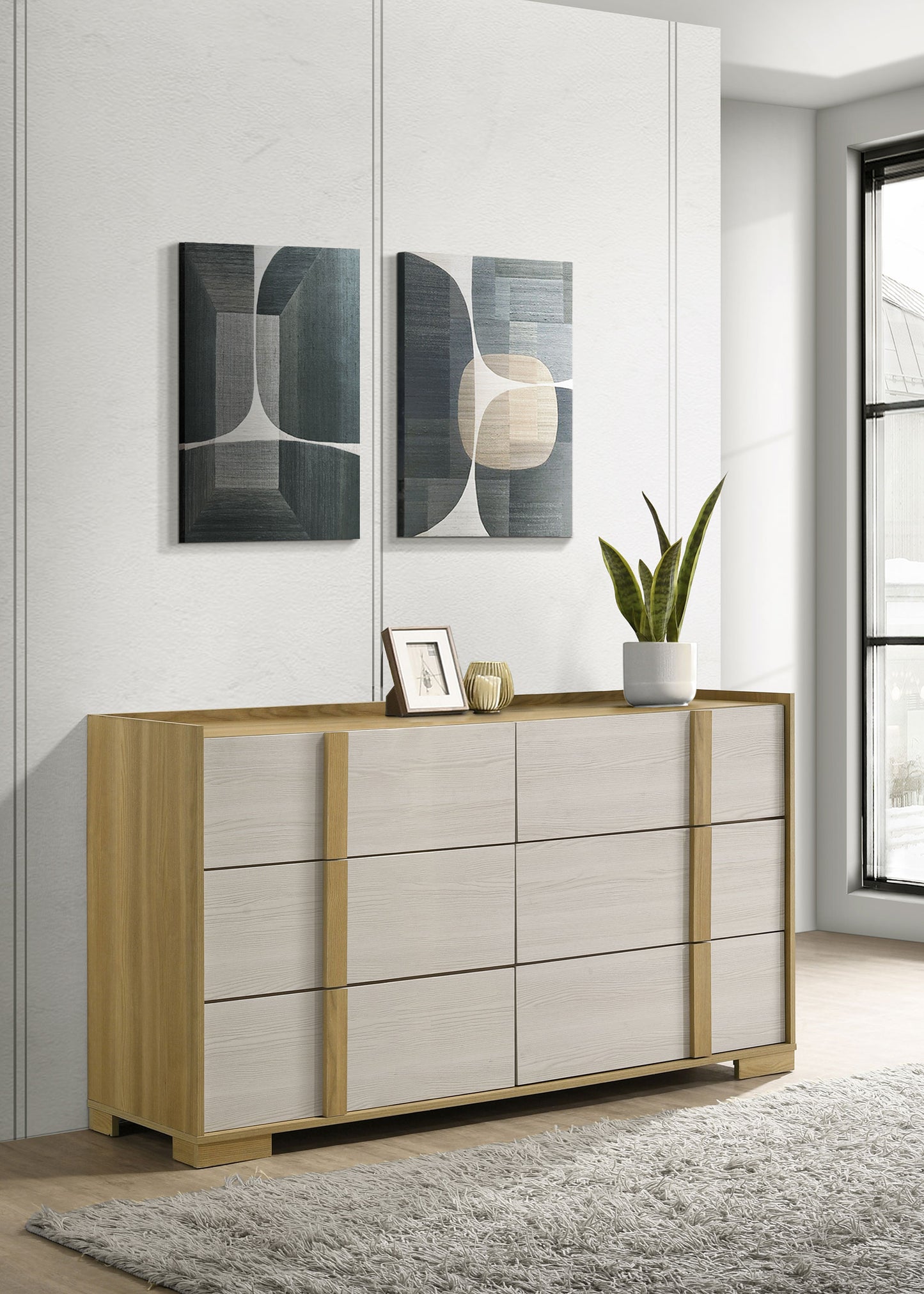 Hyland 6-drawer Dresser with Mirror Natural
