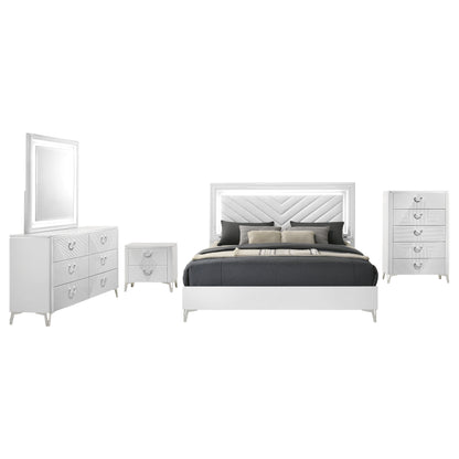 Cassia LED Bedroom Set White High Gloss