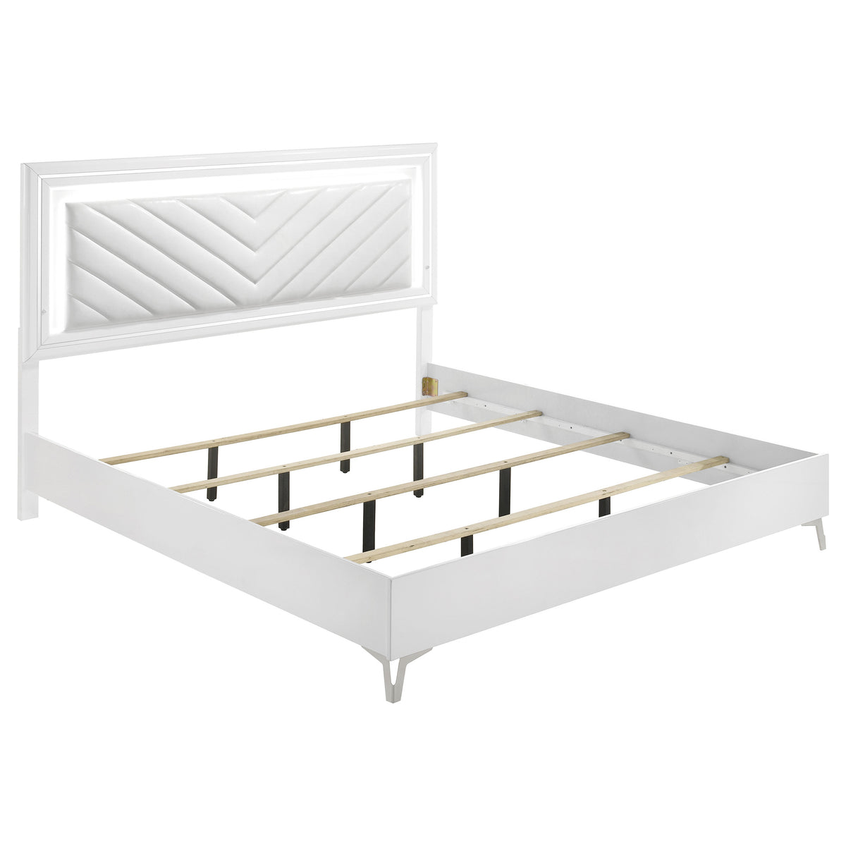 Cassia LED Panel Bed White High Gloss