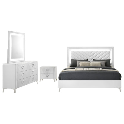 Cassia LED Bedroom Set White High Gloss