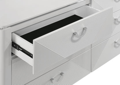 Cassia 6-drawer Dresser Cabinet with Mirror White High Gloss