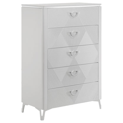 Cassia 5-drawer Bedroom Chest of Drawers White High Gloss