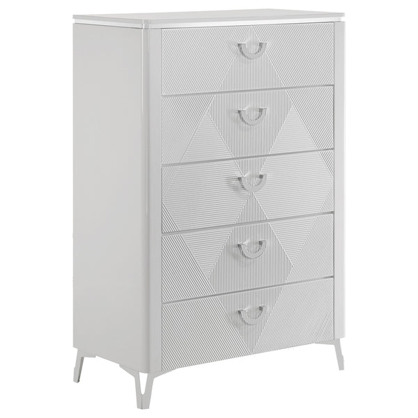 Cassia 5-drawer Bedroom Chest of Drawers White High Gloss