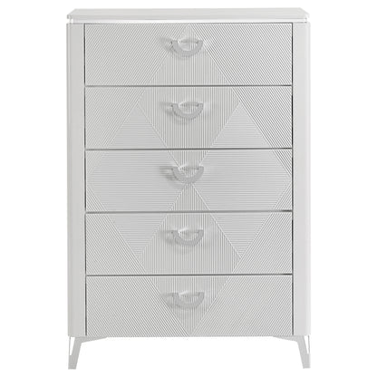 Cassia 5-drawer Bedroom Chest of Drawers White High Gloss