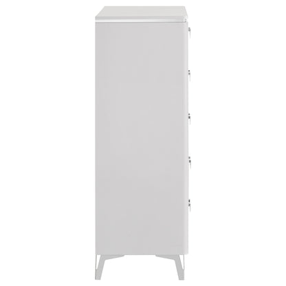 Cassia 5-drawer Bedroom Chest of Drawers White High Gloss