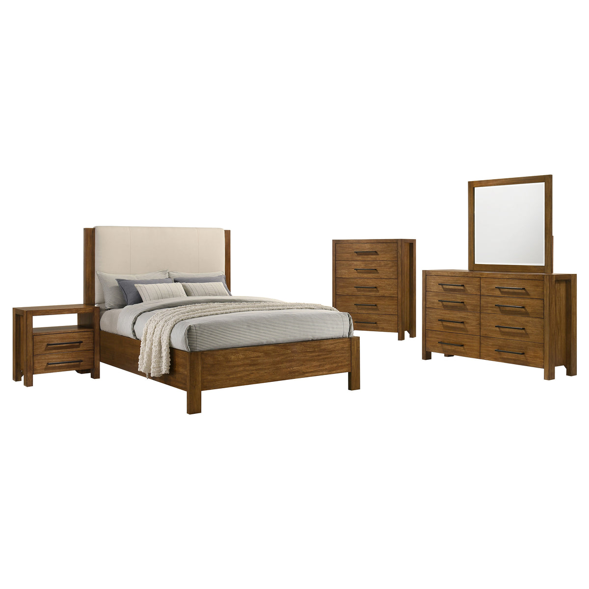 Adderley 5-piece Eastern King Bedroom Set Warm Brown