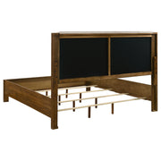 Adderley Eastern King Wood Panel Bed Cream and Warm Brown