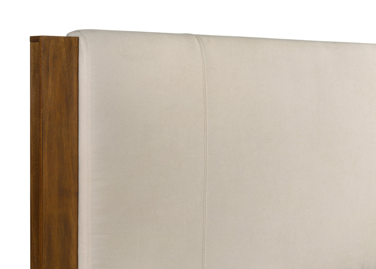 Adderley Eastern King Wood Panel Bed Cream and Warm Brown