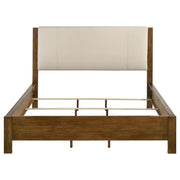 Adderley California King Wood Panel Bed Cream and Warm Brown