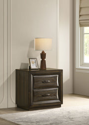 Atlas 2-drawer Bedroom Nightstand Bedside Table Dark Oak