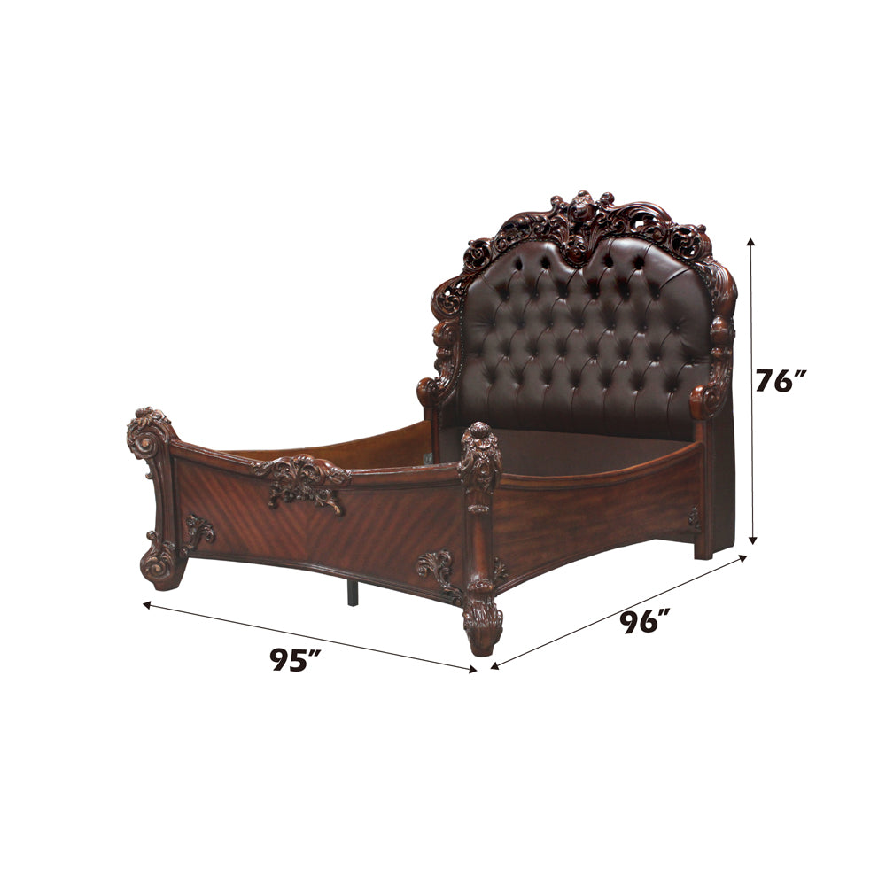 Vendome Eastern King Bed - Leatherette & Cherry
