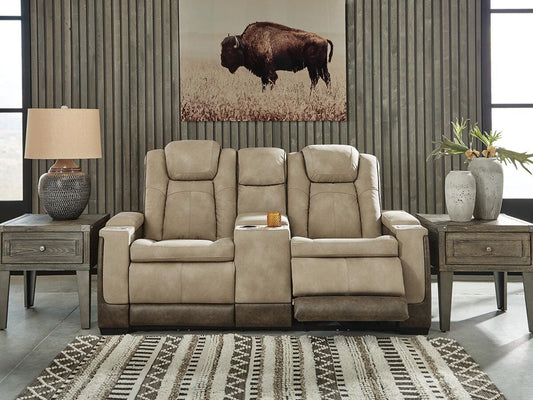 Next-Gen Durapella Power Reclining Loveseat with Console & Adjustable Headrest
