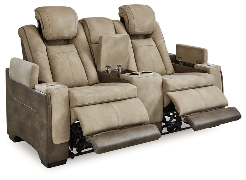 Next-Gen Durapella Power Reclining Loveseat with Console & Adjustable Headrest