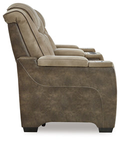 Next-Gen Durapella Power Reclining Loveseat with Console & Adjustable Headrest