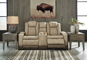 Next-Gen Durapella Power Reclining Loveseat with Console & Adjustable Headrest