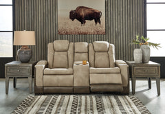 Next-Gen Durapella Power Reclining Loveseat with Console & Adjustable Headrest