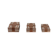 Set of 3 Wood Inlay Boxes 10/11/12" Wood Inlay Boxes Natural Ivory