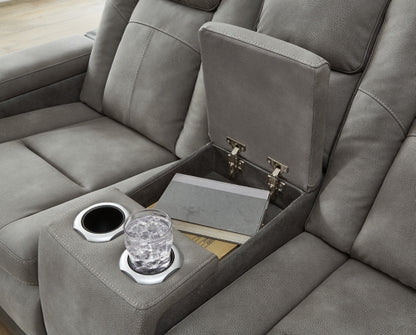 Next-Gen Durapella Power Reclining Loveseat with Console & Adjustable Headrest