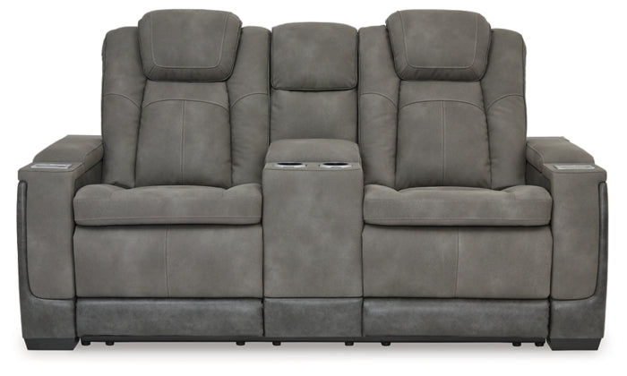 Next-Gen Durapella Power Reclining Loveseat with Console & Adjustable Headrest