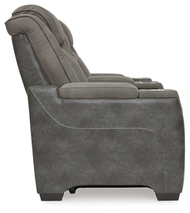 Next-Gen Durapella Power Reclining Loveseat with Console & Adjustable Headrest
