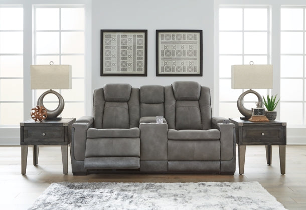 Next-Gen Durapella Power Reclining Loveseat with Console & Adjustable Headrest