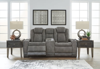 Next-Gen Durapella Power Reclining Loveseat with Console & Adjustable Headrest